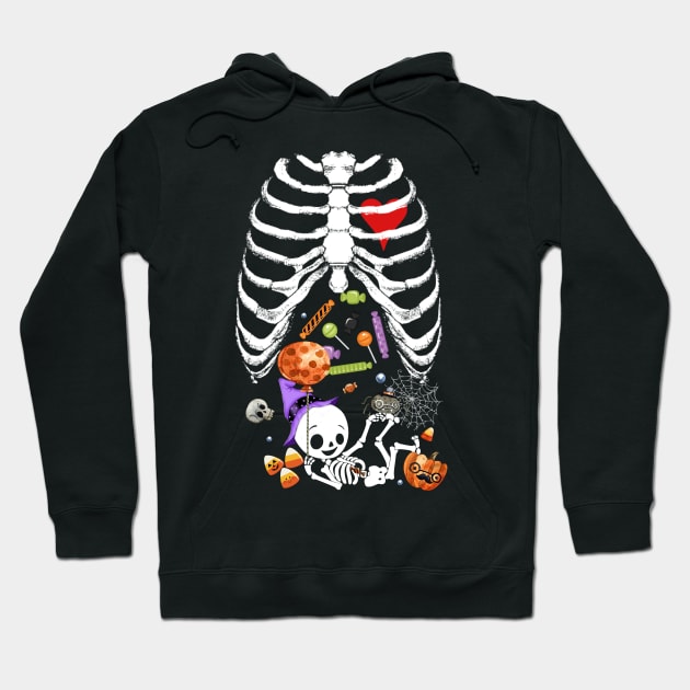 Maternity Baby Skeleton with Candy Halloween Hoodie by ChristianCrecenzio